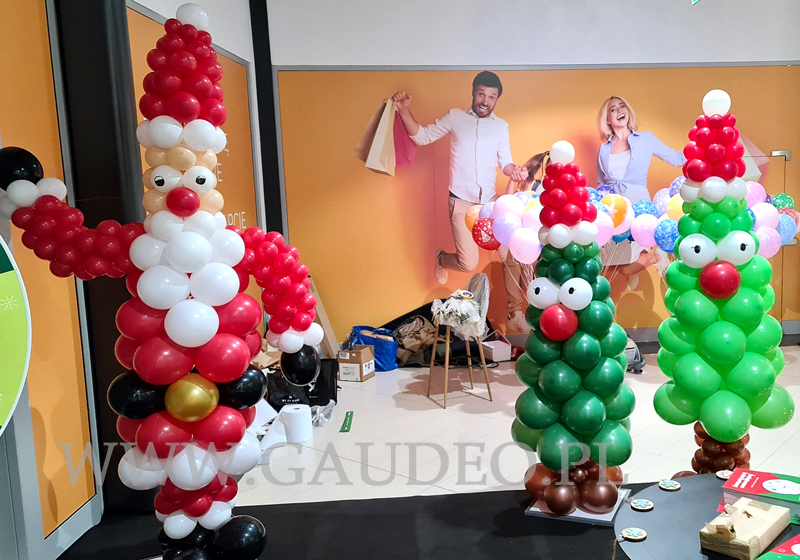 Dekoracja balonowa na Świąteczny Event Mikołajkowy w galerii w Bolesławcu