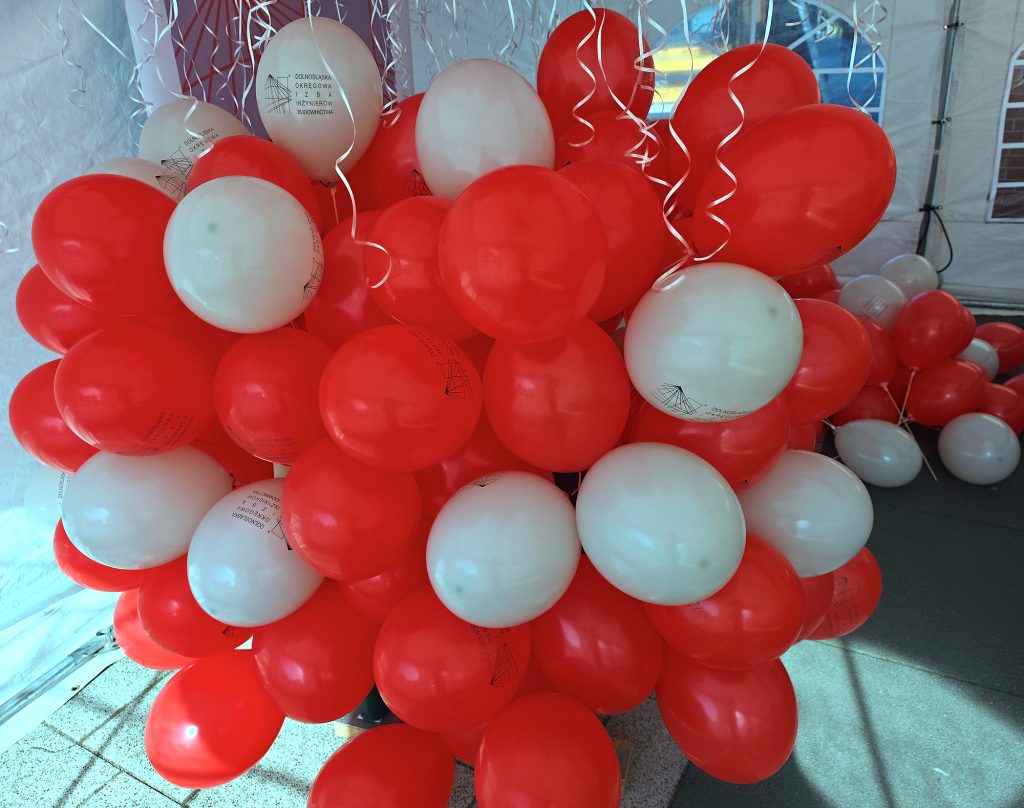 Balony z helem na wstążkach i z powietrzem na patyczkach w Siechnicach