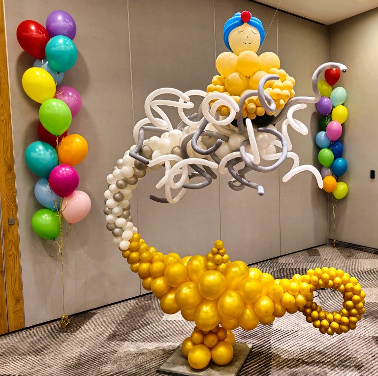 Balonowy dżin wylatuje z magicznej lampy