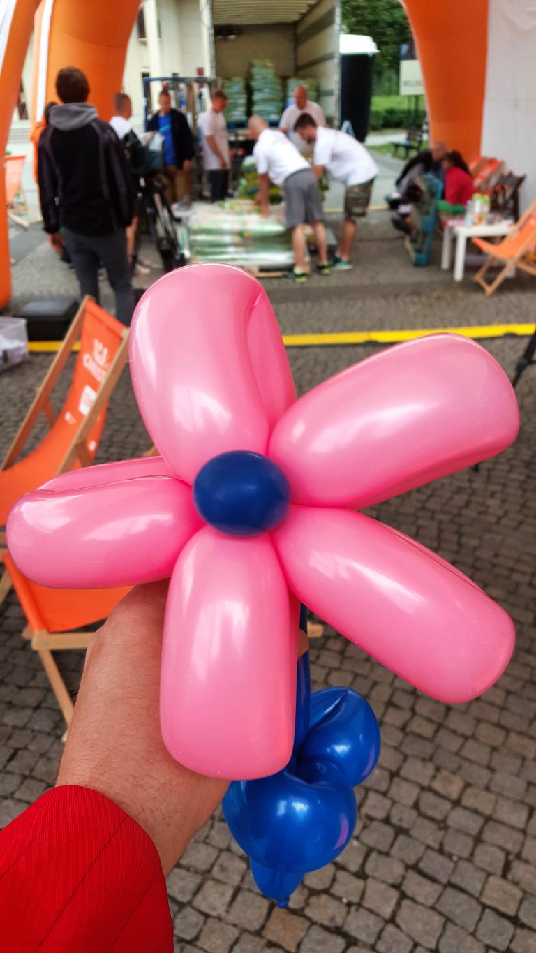 Kwiatek skręcony z balonów