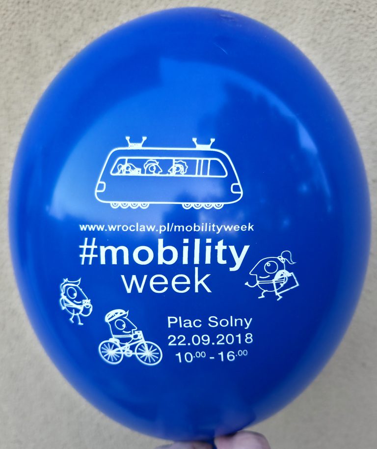 Balon z nadrukiem na akcję mobility week