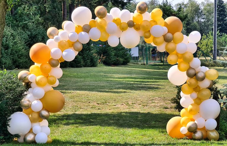 Organiczny łuk z balonów w plenerze
